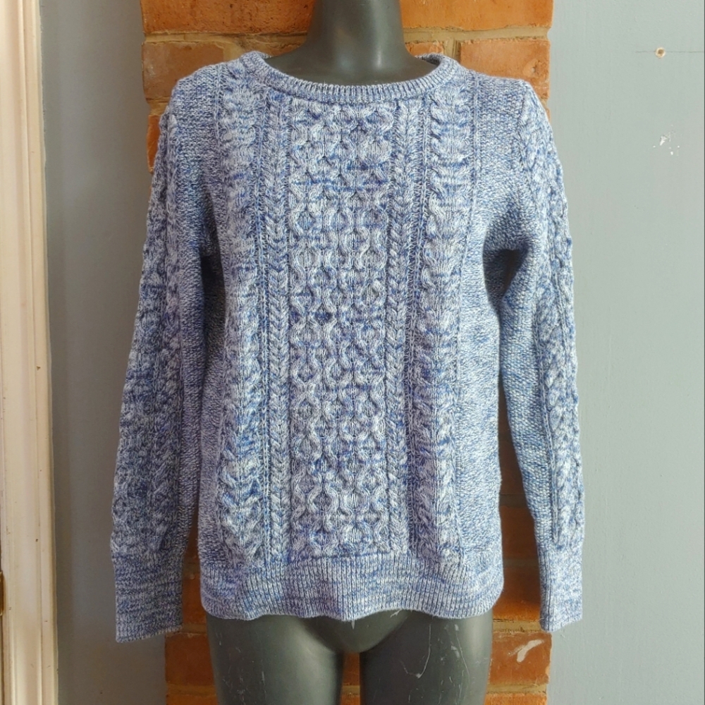 GAP Cable-Knit Crewneck Pullover Sweater In Light Blue Marl Size Medium